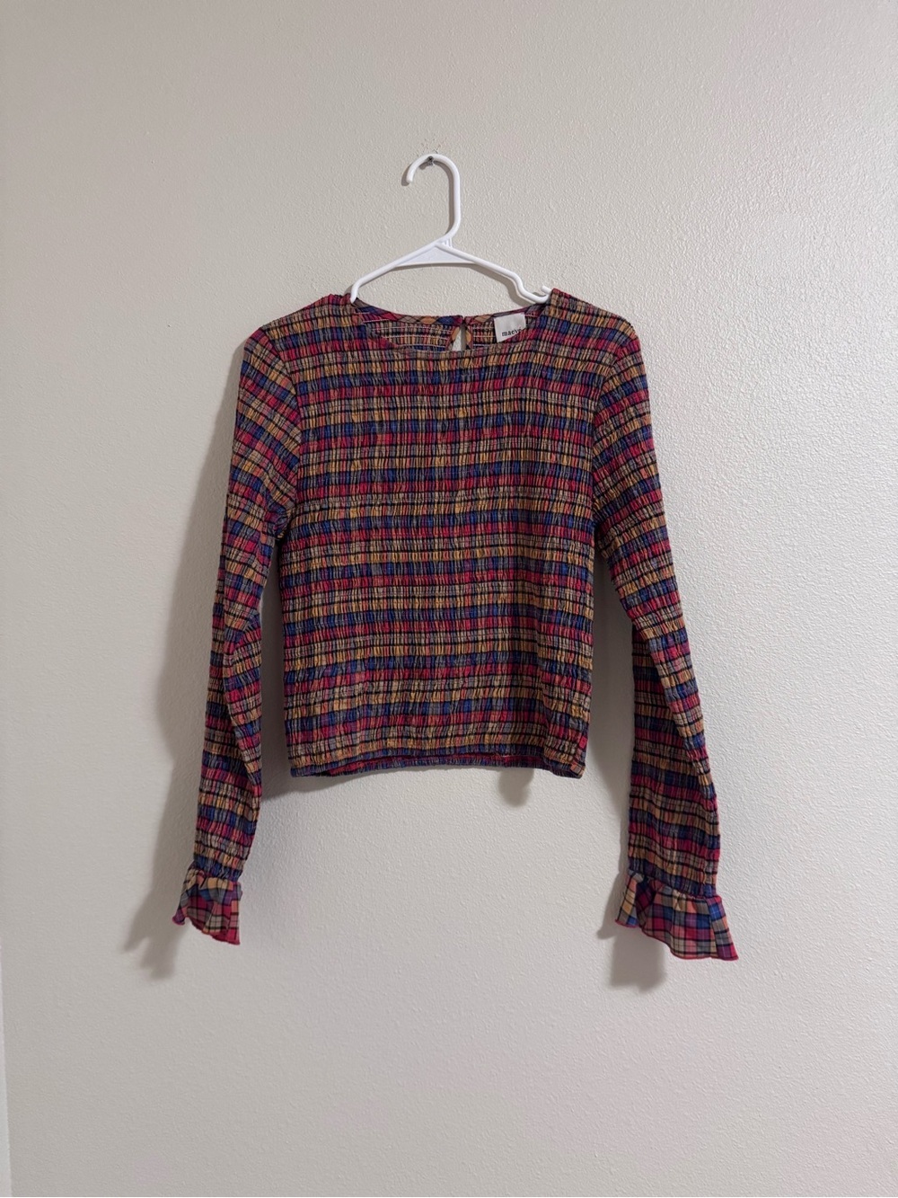Maeve Multicolor Smocked Long-Sleeve Top